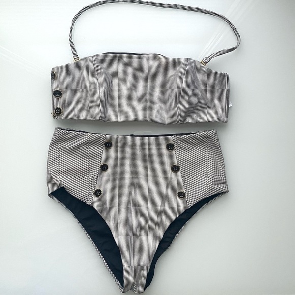 AMAIO SWIM Tallis Side Button Bandeau Bikini Set size Small - Picture 1 of 15